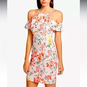 Guess floral dress with ruffle sleeves